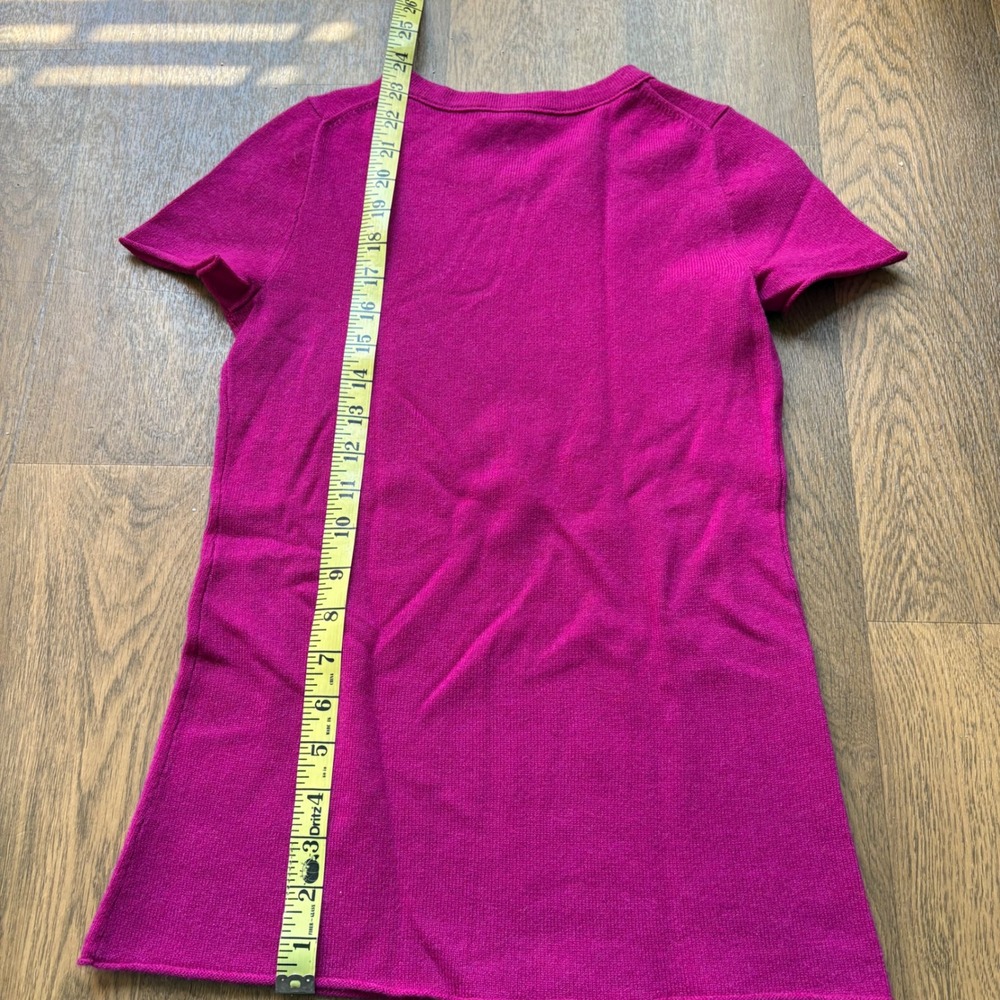 J. Crew Womens Prep Bright Purple Rolled Hem 100% Cashmere Short Sleeve Sweater - Picture 5 of 6